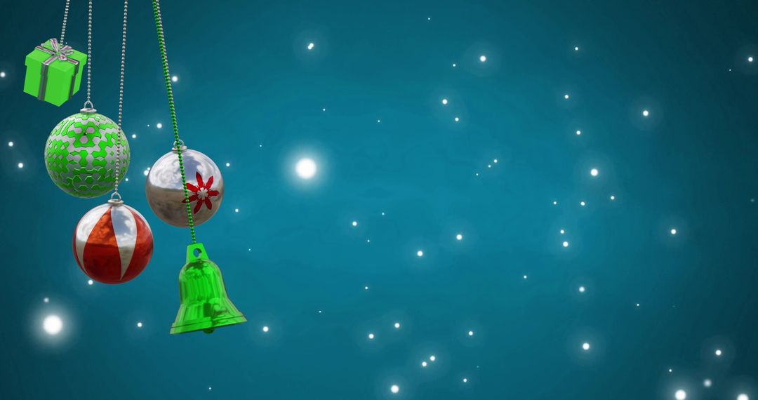 Floating Christmas Baubles with Sparkling Blue Background - Free Images, Stock Photos and Pictures on Pikwizard.com