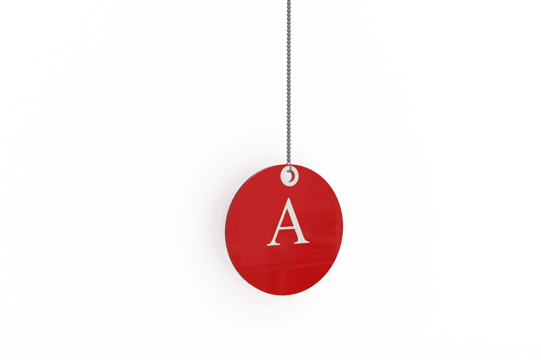 Hanging Red Letter A Disc Isolated on Transparent Background