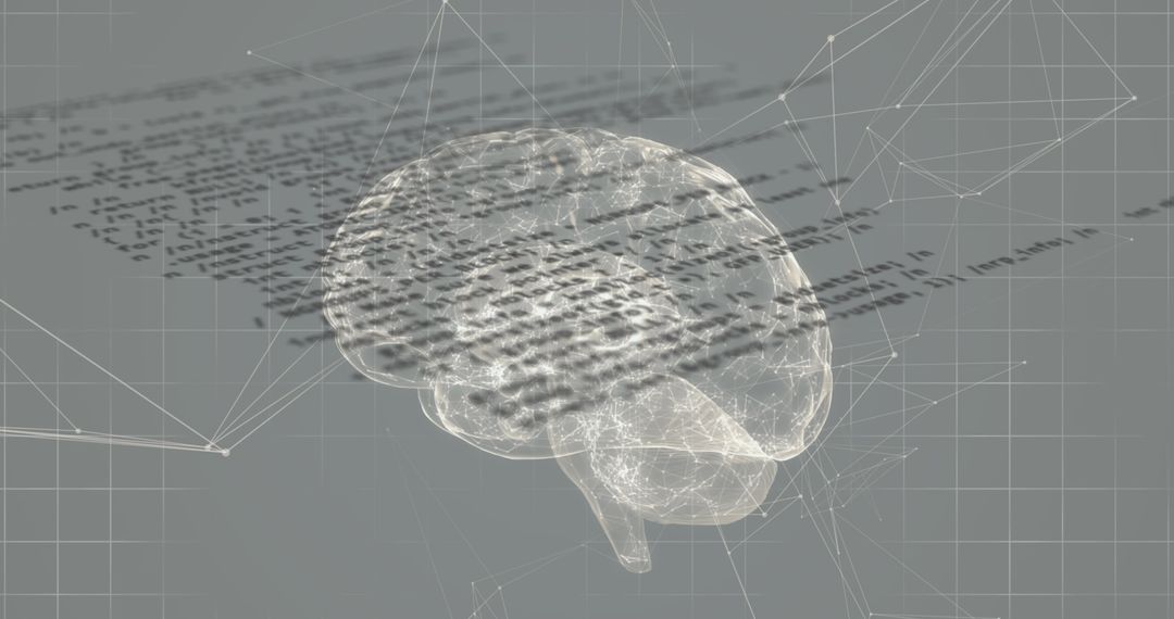 Digital Brain with Data Network Overlay Illustrating AI