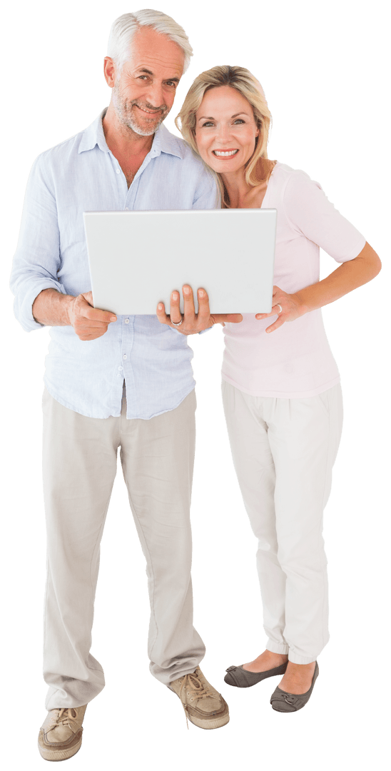 Caucasian Couple Using Laptop Isolated Transparent Background