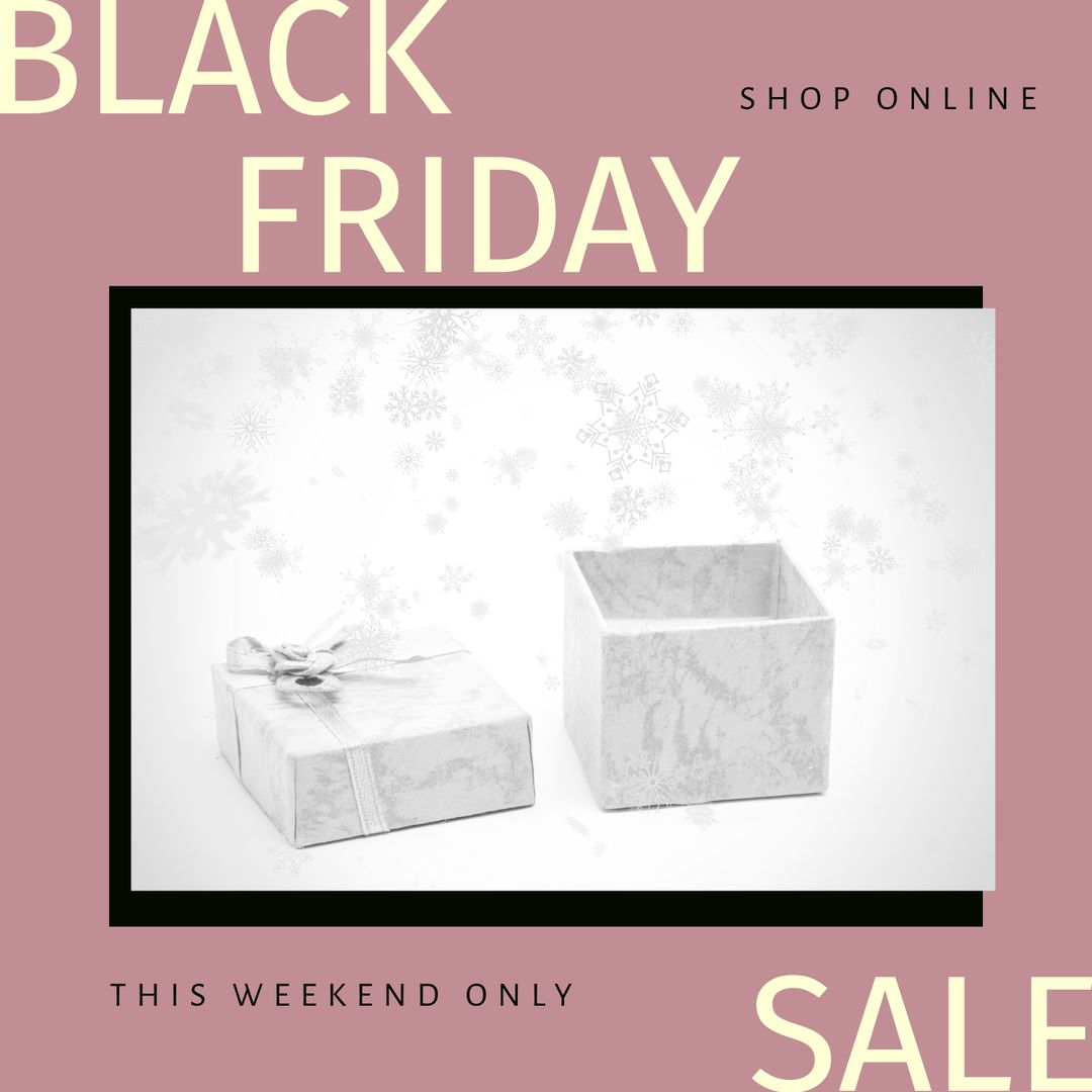 Black Friday Sale Promotion with Gift Box on Pink Background