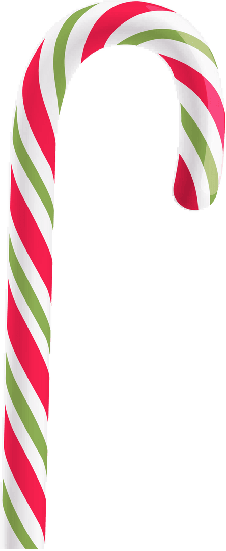 Festive Peppermint Candy Cane on Transparent Background