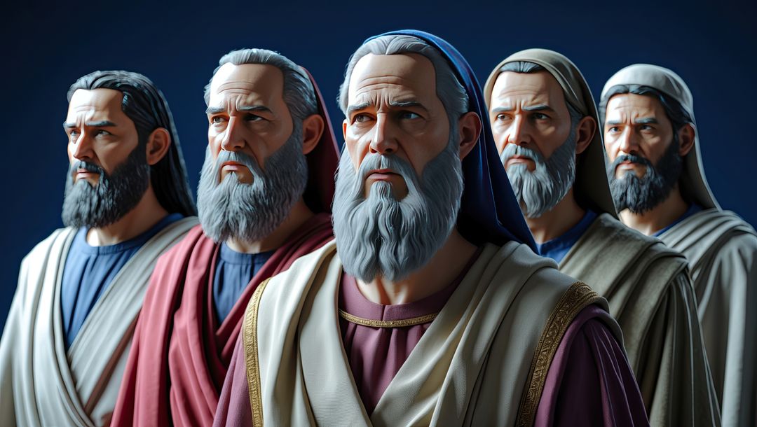 Group of wise pharisees portrait in traditional robes