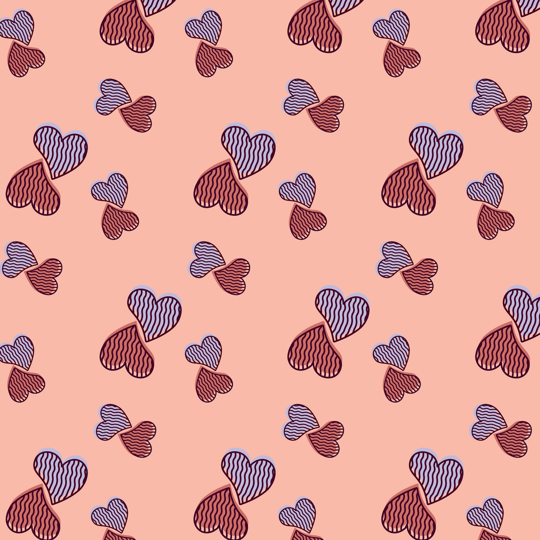 Abstract red hearts pattern on transparent vector art