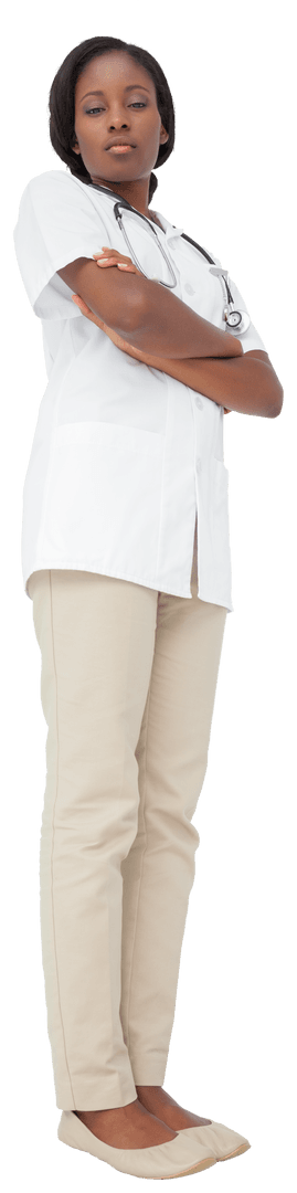 Confident Nurse with Arms Crossed on Transparent Background