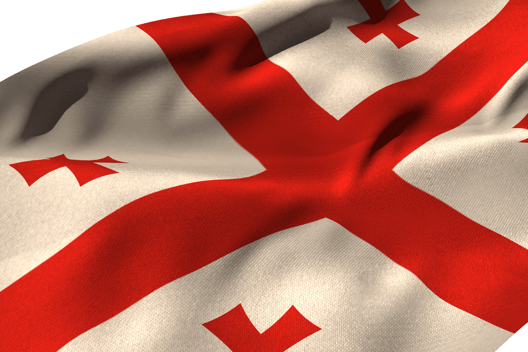 High-quality Transparent Georgia Flag Waving on Clear Background
