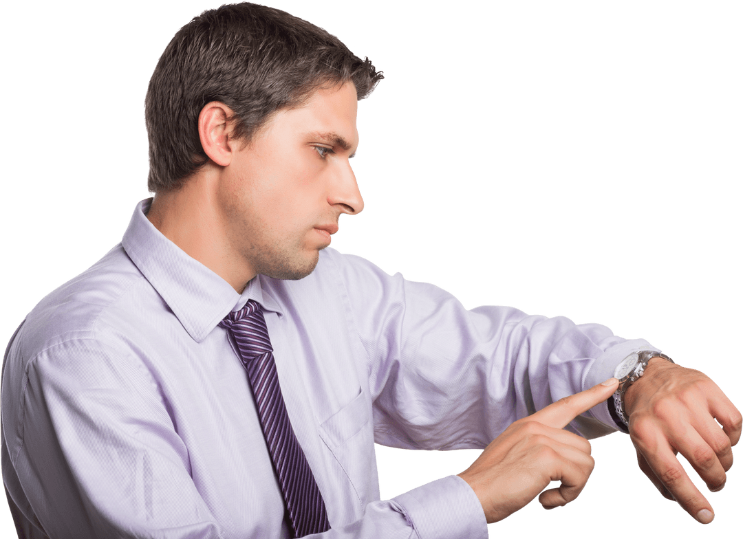 Business Professional Checking Time on Transparent Background