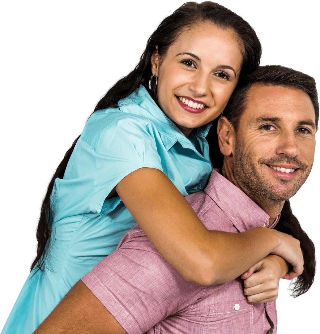 Happy Couple Embracing Isolated on Transparent Background