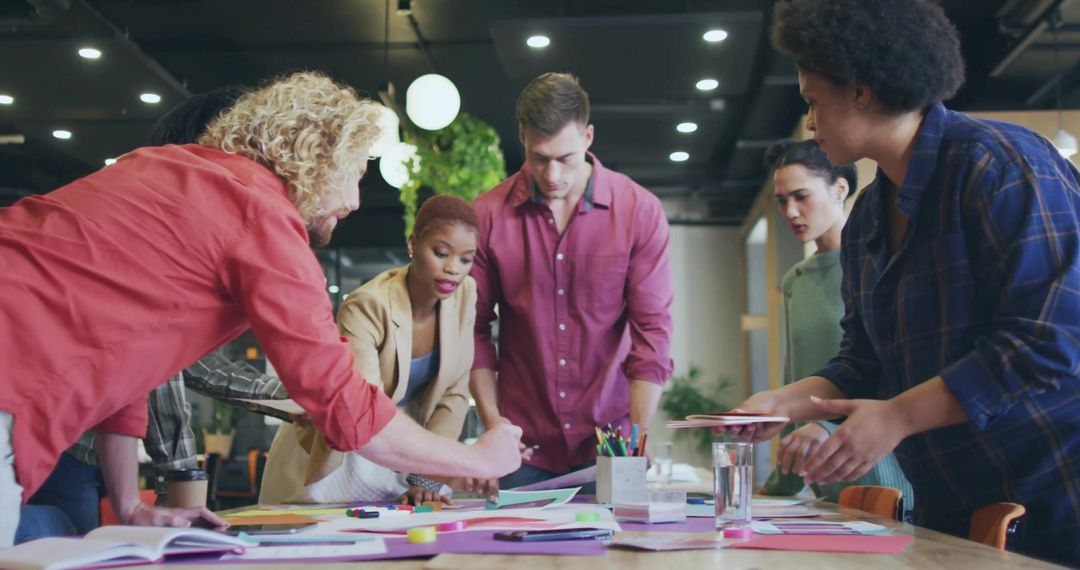 Creative Team Brainstorming in Modern Open-Plan Office