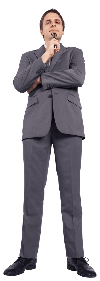 Confident Caucasian Businessman Standing Isolated on Transparent Background