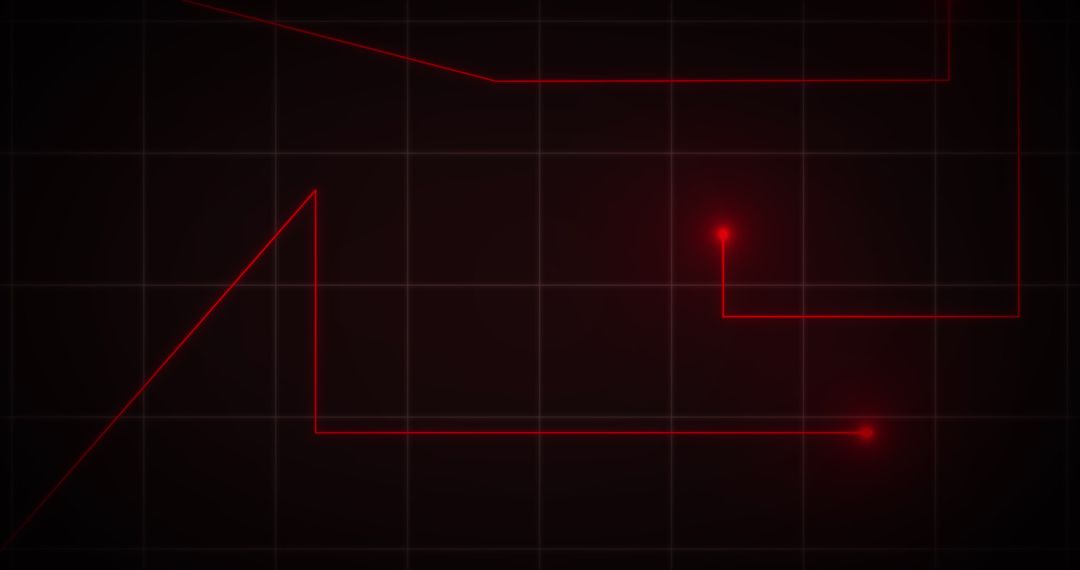 Glowing Red Points on Abstract Digital Grid