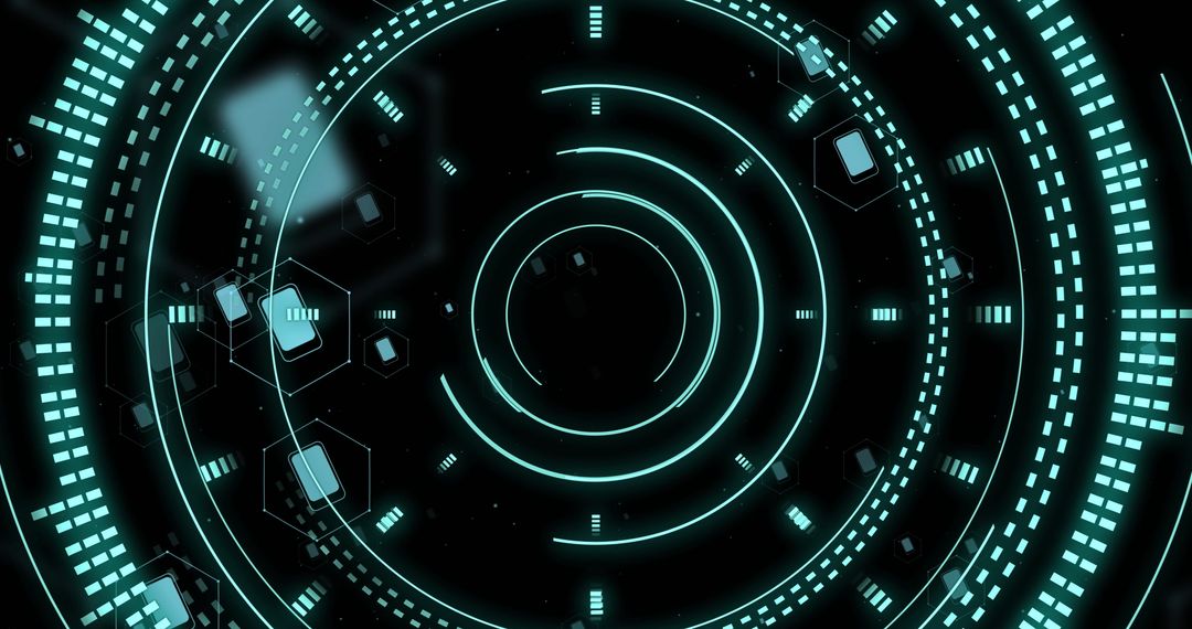Futuristic Digital Graph Interface with Neon Data Rings