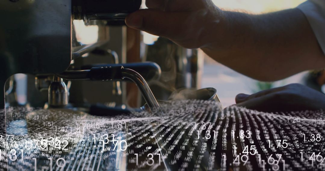 Barista Working with High-Tech Espresso Machine and Digital Data