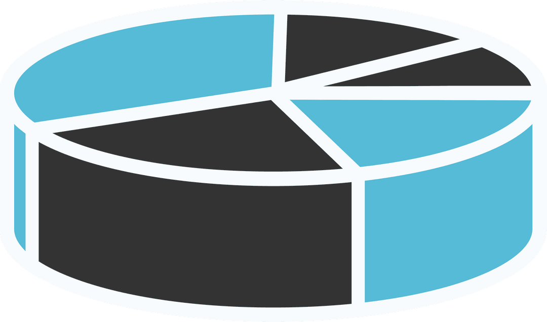 Transparent 3D Pie Chart Illustration with Distinct Segments