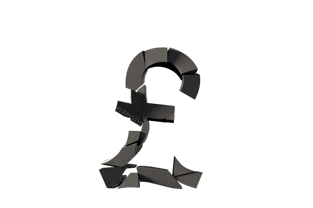 Shattered Pound Symbol in Breaking Pieces