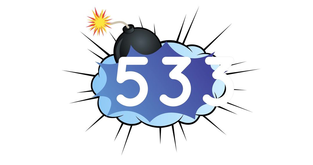 Cartoon Cloud with Bomb and Number 533