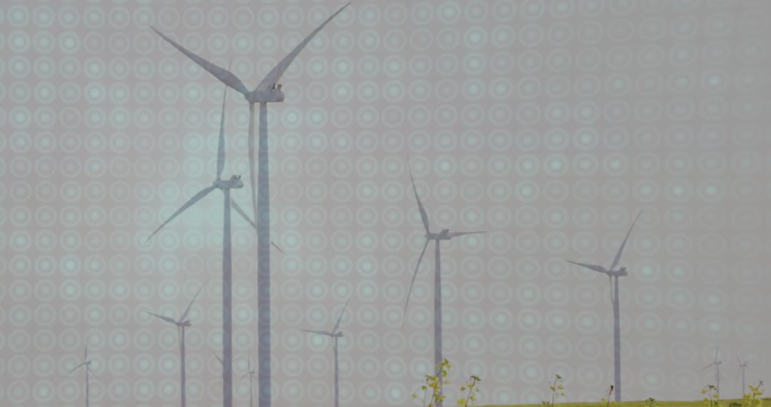 Wind Turbines on Overcast Day Generating Renewable Energy