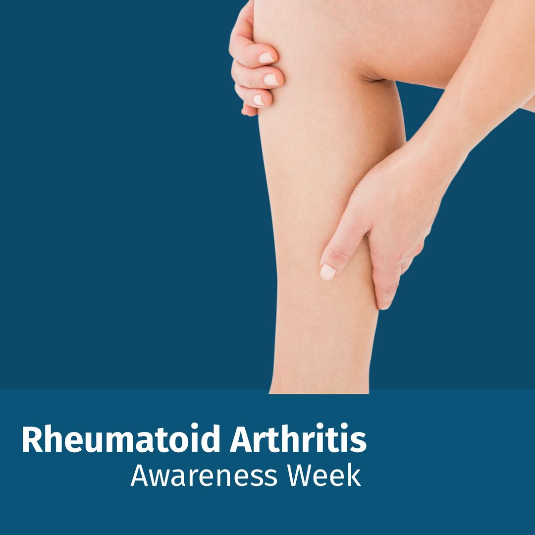 Rheumatoid Arthritis Awareness Week Banner Woman Holding Leg - Download Free Stock Templates Pikwizard.com