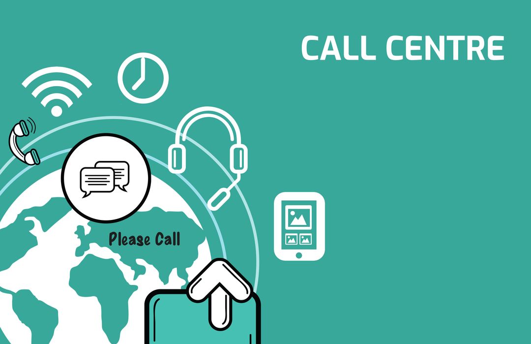Global Call Center Services with Communication Icons Concept