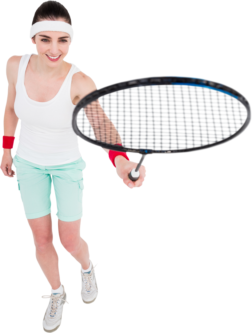 Female Athlete Holding Badminton Racket with Transparent Background - Download Free Stock Images Pikwizard.com