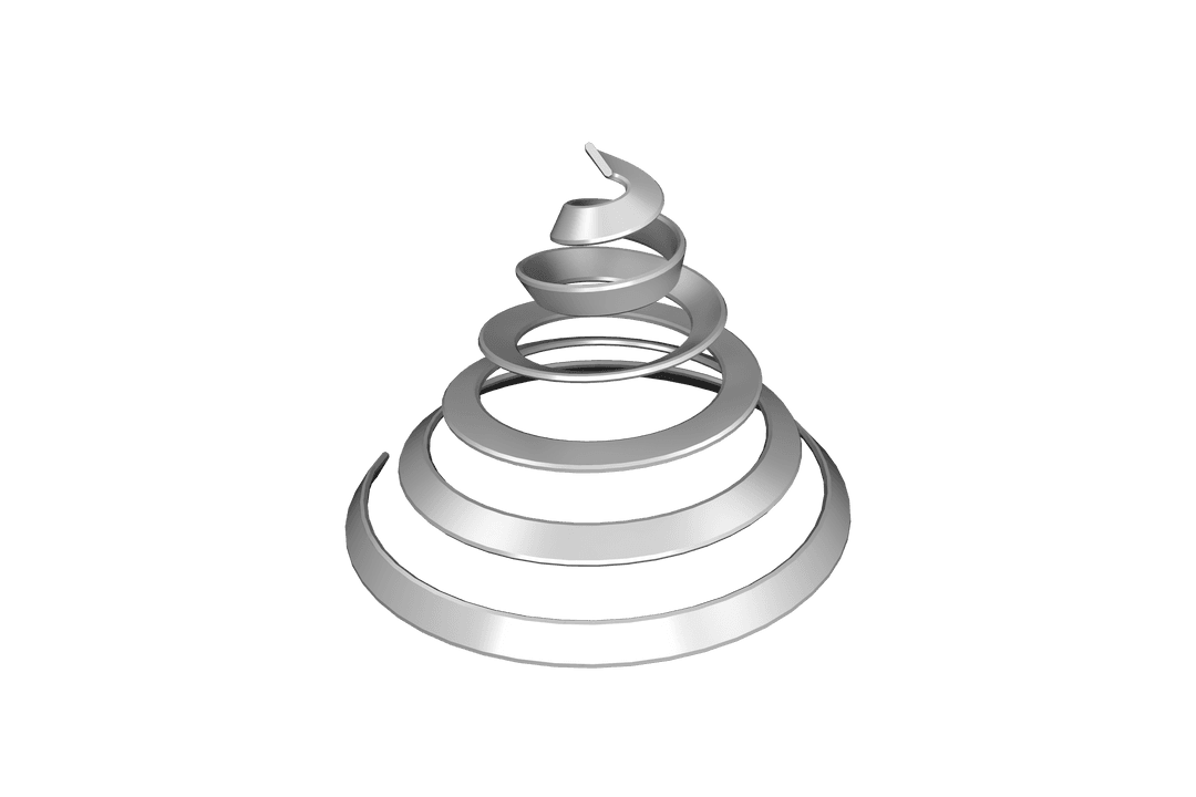 Elegant Silver Spiral Illustration on Transparent Background