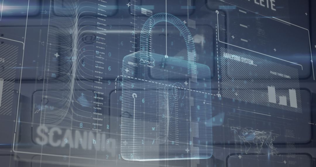 Digital Security Overlay with Lock and Data Graphics