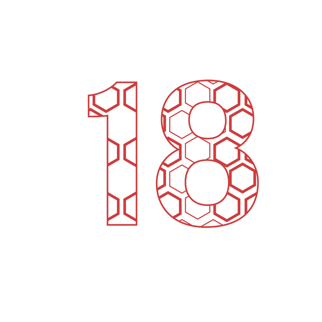 Transparent Red Number 18 with Pattern for Celebrations