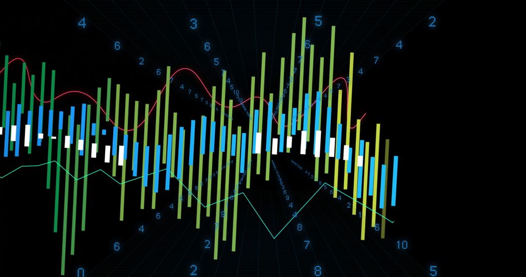 Dynamic Financial Data Chart on Dark Digital Dashboard