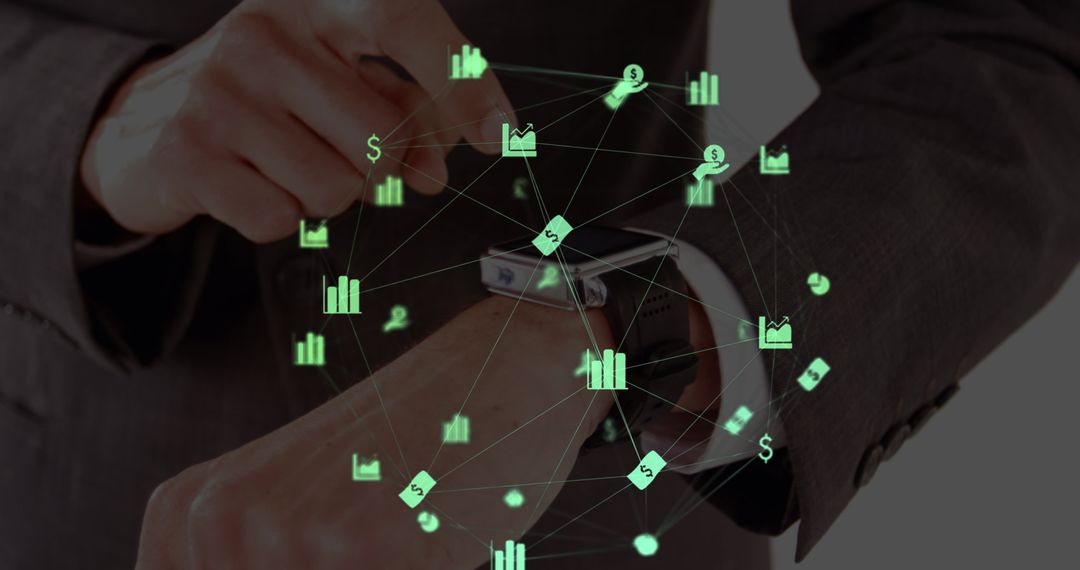 Businessman Using Smartwatch for Data Analytics and Insights