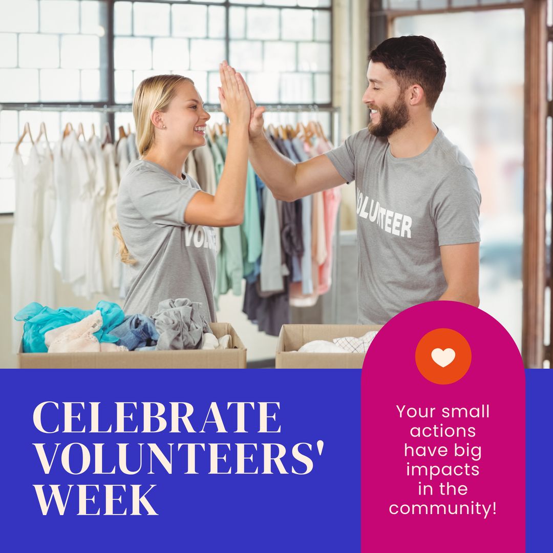 Celebrating Volunteers with High-Five and Community Spirit - Download Free Stock Templates Pikwizard.com