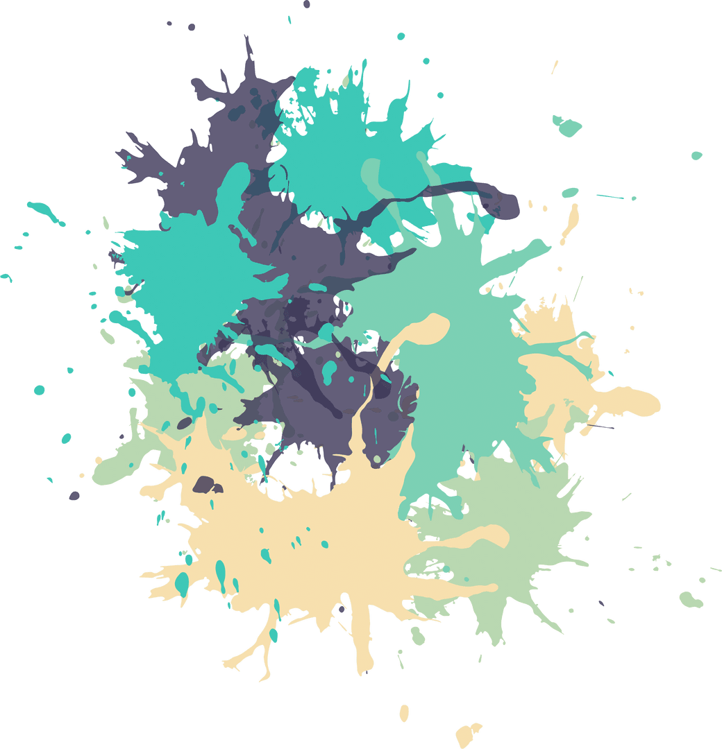 Colorful Abstract Paint Splatter on Transparent Background