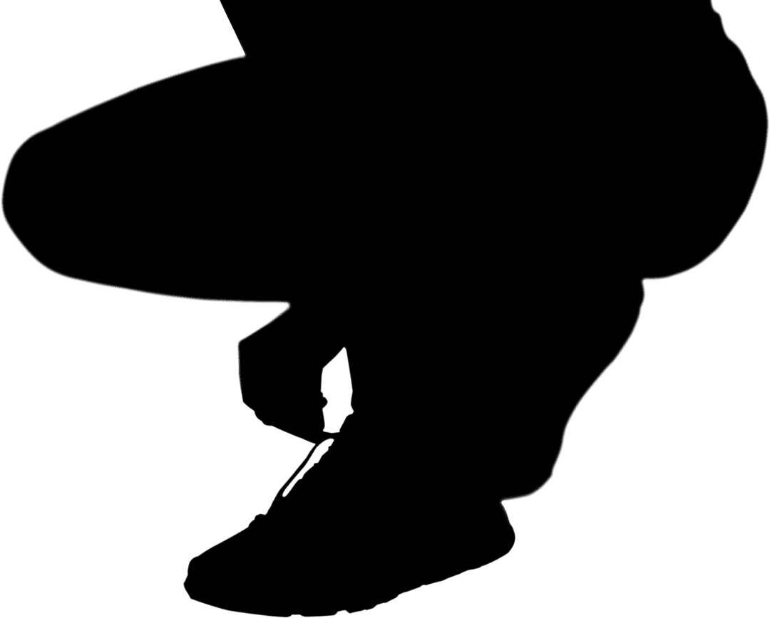 Silhouette of Man Tying Shoe on Transparent Background