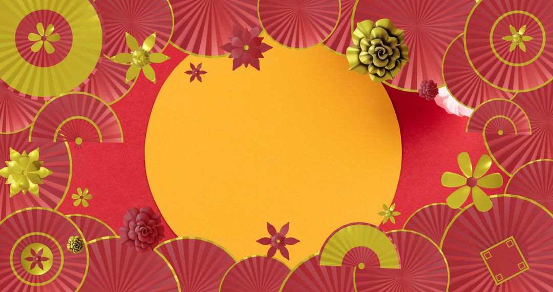 Chinese New Year Festive Design with Floral Accents - Free Images, Stock Photos and Pictures on Pikwizard.com