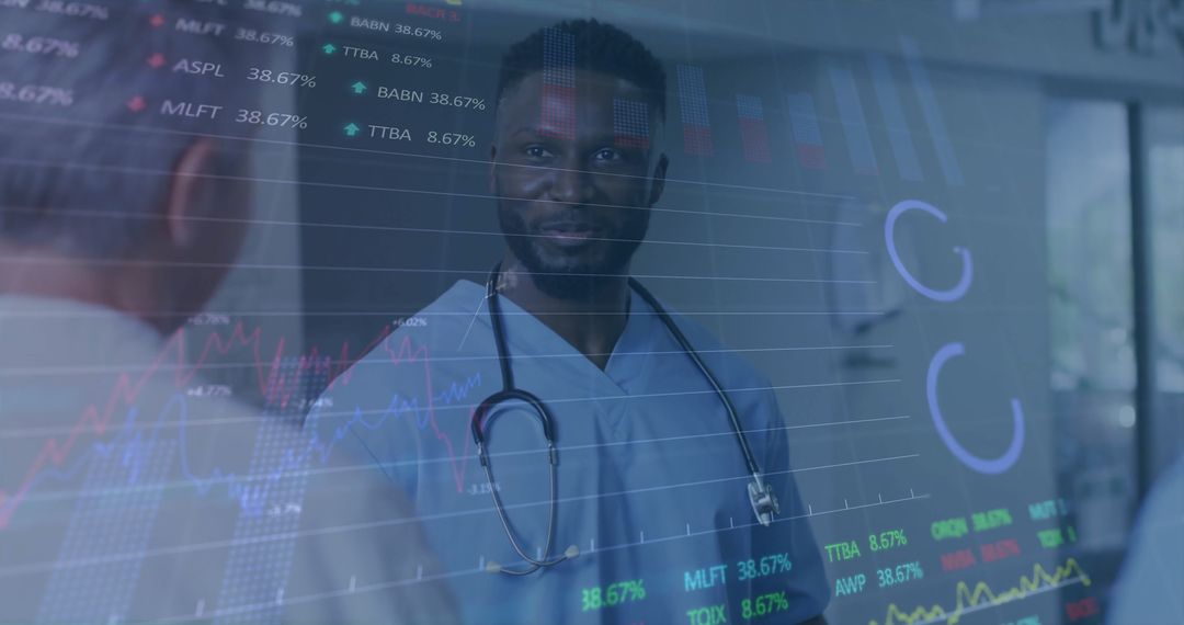 Doctor Analyzing Medical Data in Hospital with Digital Charts