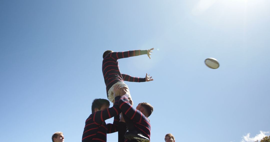 Rugby Players Competing for Lineout - Free Images, Stock Photos and Pictures on Pikwizard.com