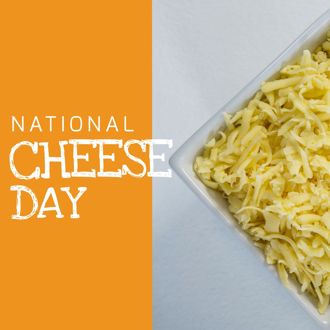 National Cheese Day Text with Shredded Cheese Bowl - Download Free Stock Templates Pikwizard.com