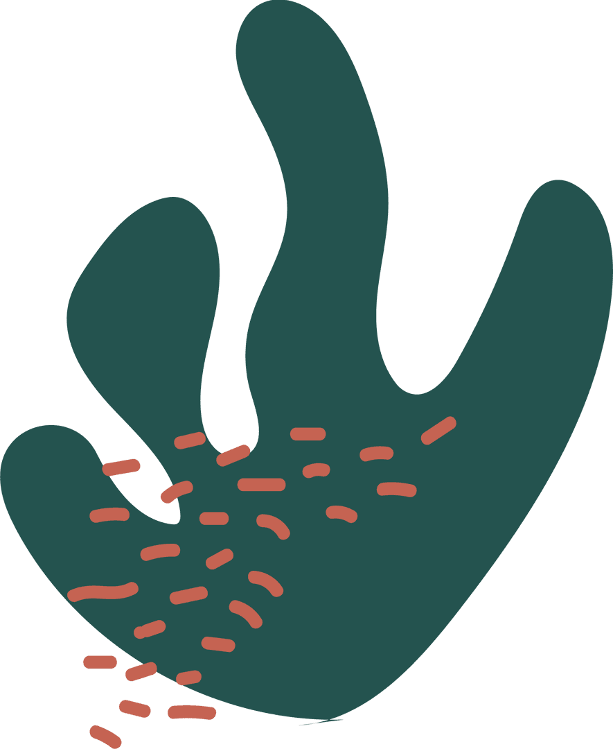 Dark Teal Abstract Organic Shape on Transparent Background