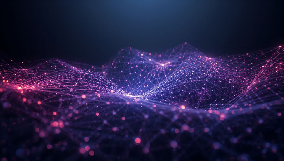 Futuristic Flowing Digital Mesh with Glowing Nodes