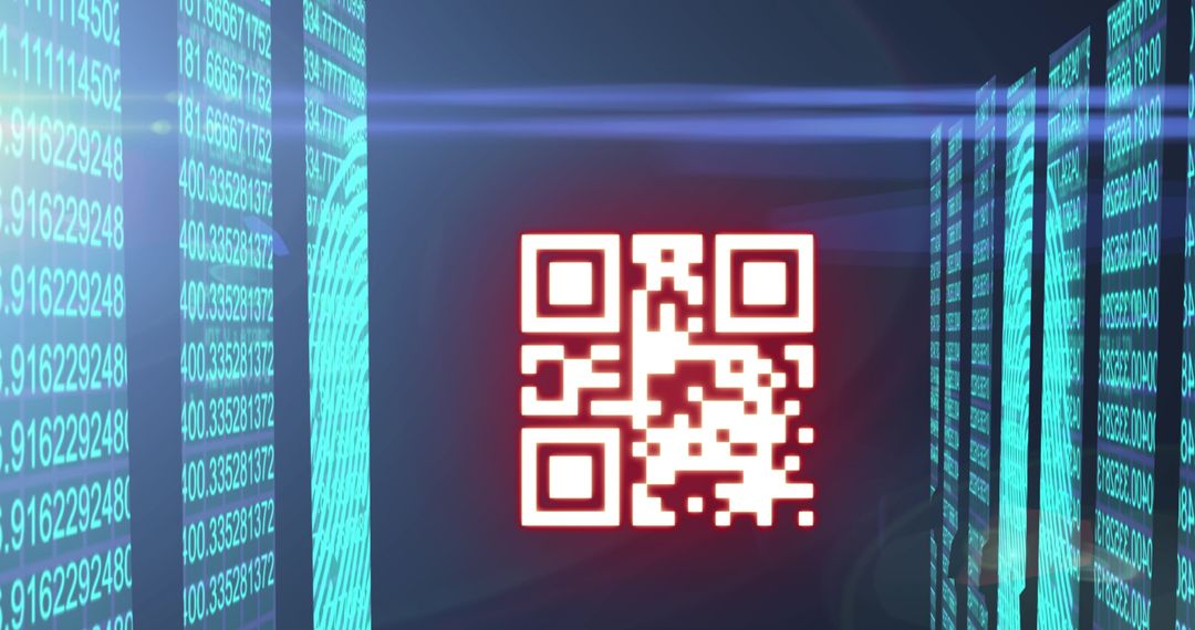 Neon Glowing QR Code with Virtual Data Elements