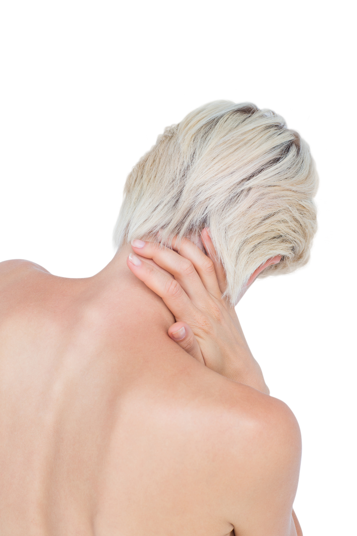 Transparent Background Blonde Woman Suffering Neck Pain Relief - Download Free Stock Images Pikwizard.com