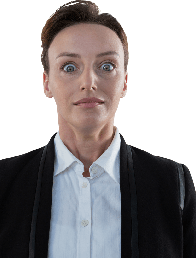 Transparent Background Businesswoman Expressing Shock and Awe