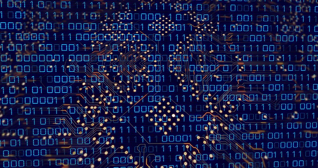 abstract digital circuit with binary code overlay - Free Images, Stock Photos and Pictures on Pikwizard.com