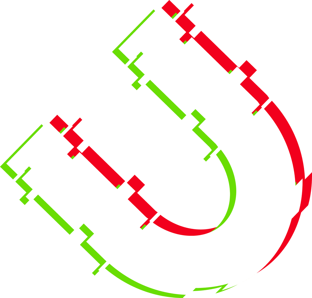 Glitch Effect Horseshoe Magnet Transparent Background Design