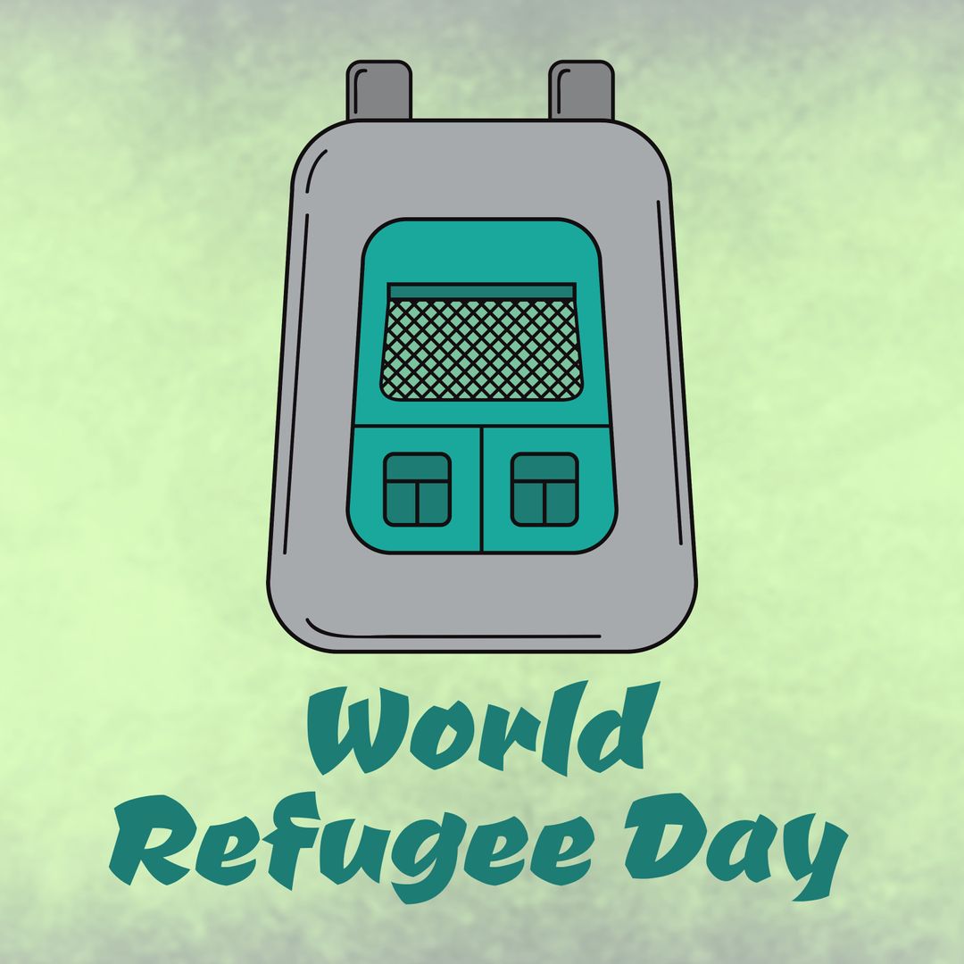 World Refugee Day Awareness Graphic with Backpack Illustration