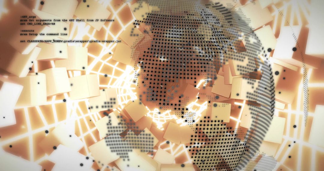 Digital Data Processing Over Globe with Glowing Tech Background