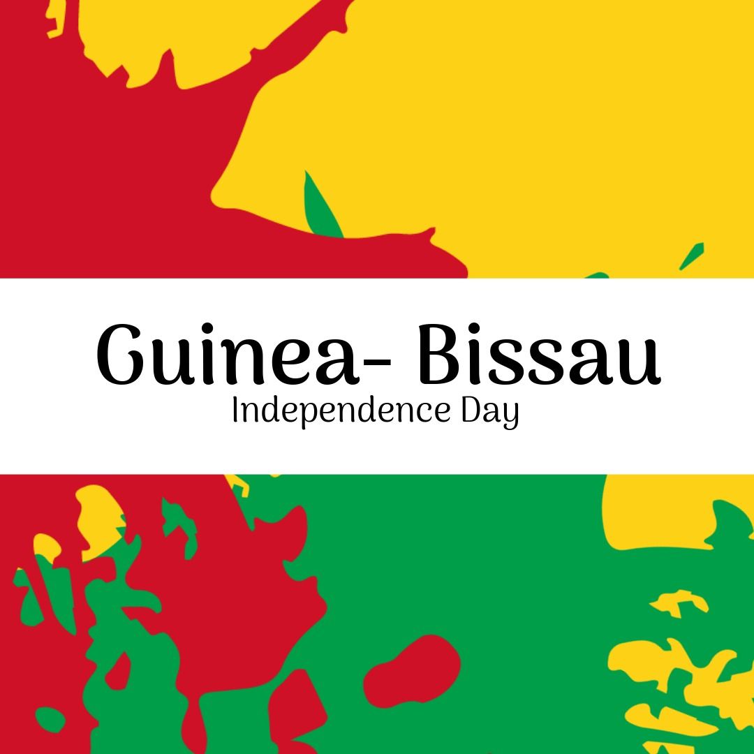 Guinea-bissau independence day text banner over green and red paint stains on yellow background - Download Free Stock Templates Pikwizard.com