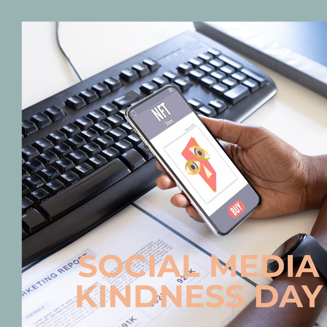 NFT Purchase on Digital Device Displaying Social Media Kindness Day