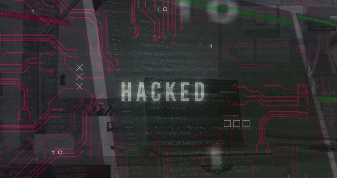 Hacked Text on Computer Screen with Circuit Patterns - Free Images, Stock Photos and Pictures on Pikwizard.com