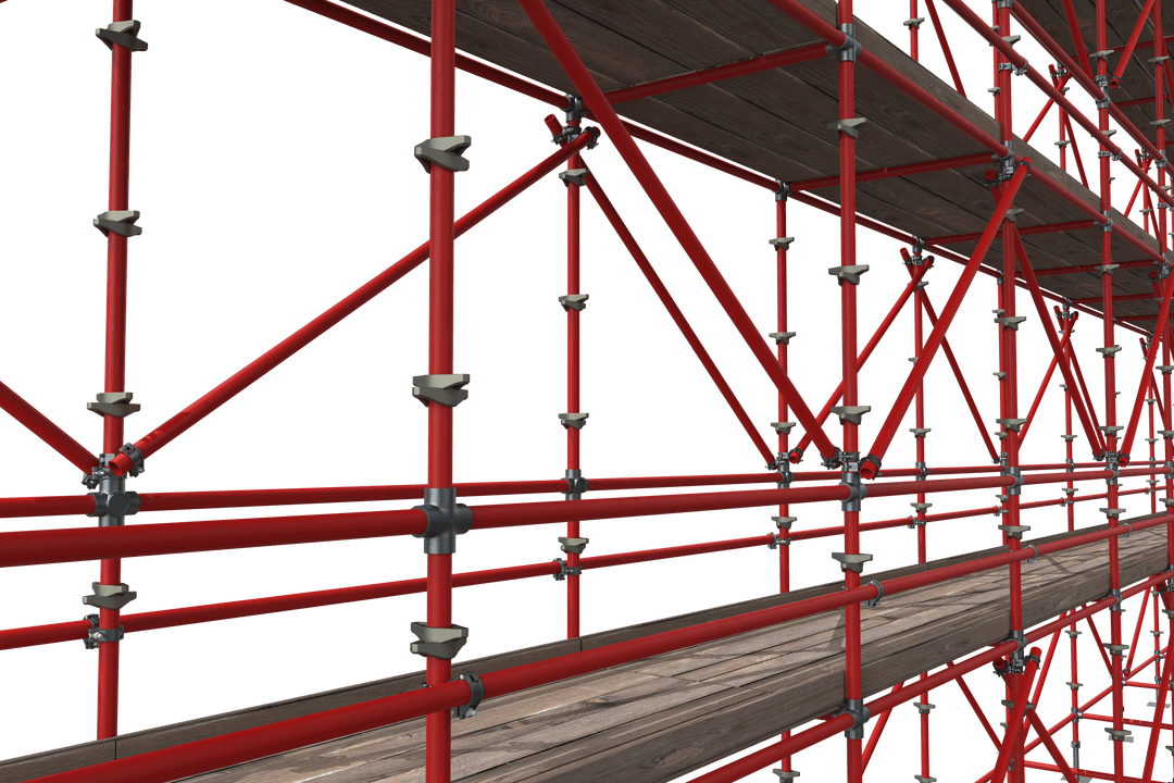 Red Construction Scaffolding with Transparent Background