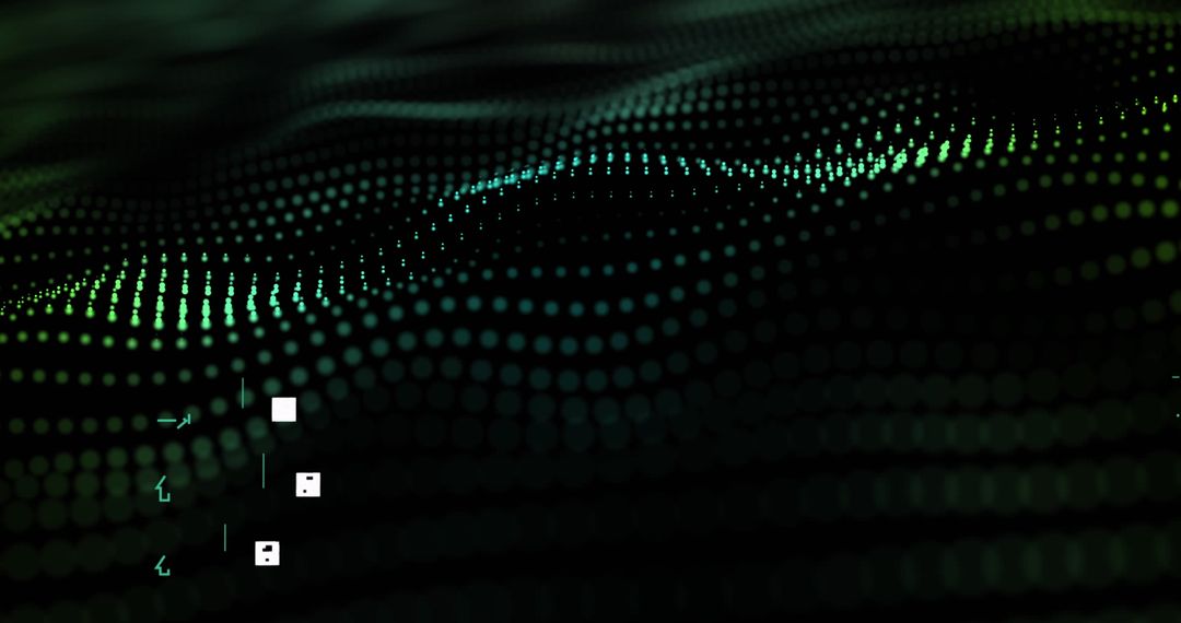 Abstract Digital Matrix with Glowing Green Dots Display